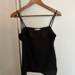 black loose tank top with ruffle